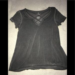 Short sleeve cross front shirt